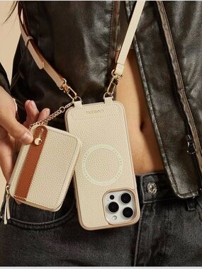 iPhone 17 Pro Max Wallet Case for Magsafe, Zipper Leather Detachable Card Holder